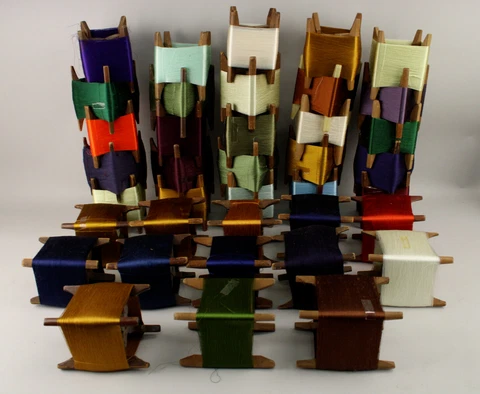 Lot of 38 VTG Antique Wooden Japanese Itomaki Spools of Silk Kimono Thread Cover