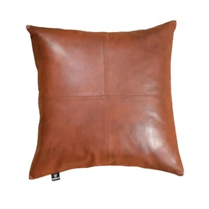 Lambskin Leather Pillow Cover - Decorative Sofa Cushion Case - Throw Covers f... - Picture 1 of 7