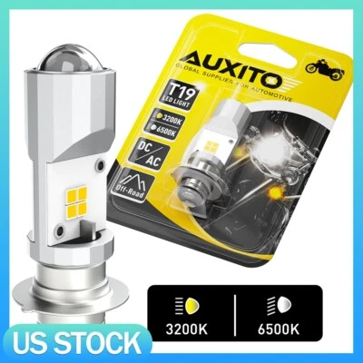 P15D LED T19 Light Bulb 3200K Amber 6500K White 10W Headlight Motorcycle ATV UTV - Image 1 of 4