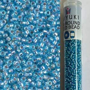 Miyuki Size 15 Seed Beads Semi Matte Silver Lined Sky Blue 8.2 Grams Tube - Picture 1 of 1