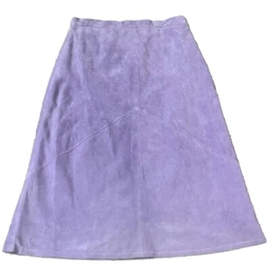 Terry Lewis Classic Luxuries Women Suede Leather Skirt Fully Lined Purple Sz 10 - Picture 1 of 4