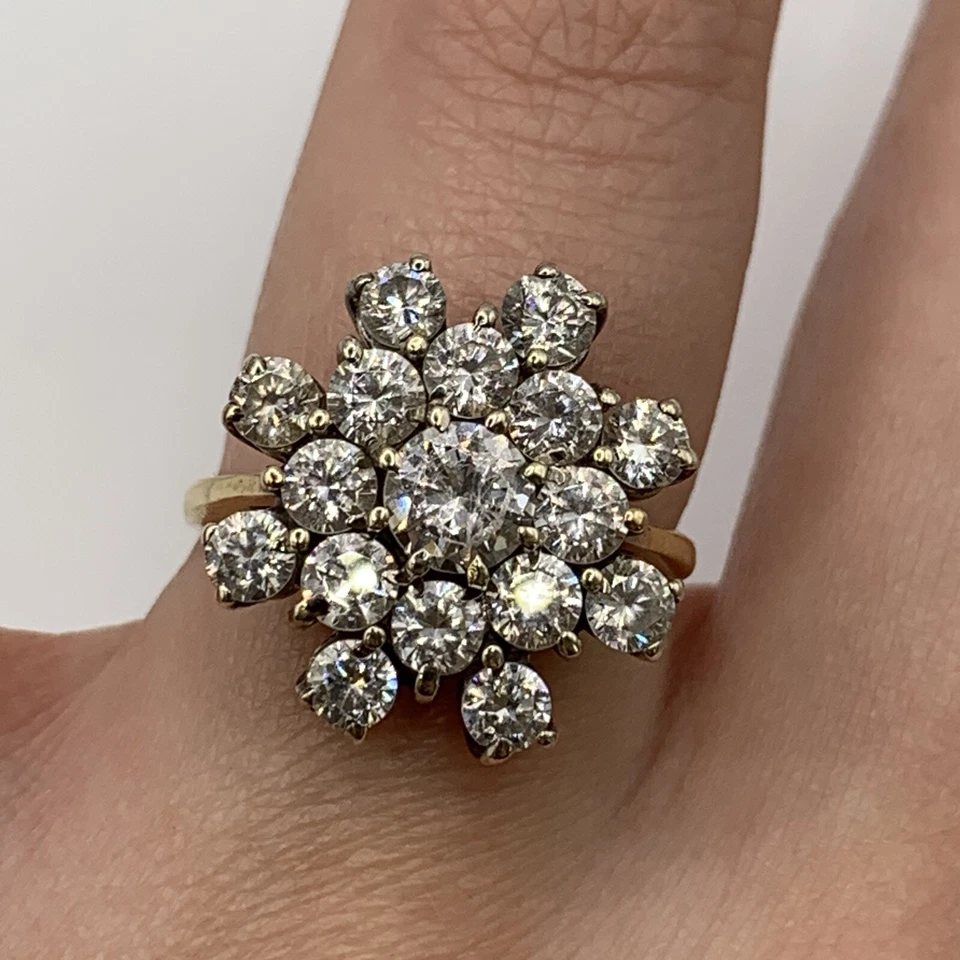 9 ct Gold Ring Diamonique Ornate Cluster - Size L - Image 1 of 4