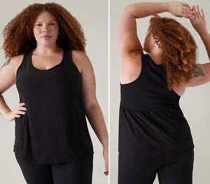 NWT Athleta Passenger Racerback Tank 2X 20-22W Black Scoop Neck Relaxed Stretch - Picture 1 of 12
