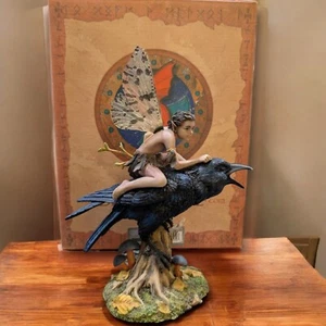 Dragonsite 2006 DUSK Fairy Riding Raven Figurine Shelia Wolk 8.75 (Need Repair) - Picture 1 of 9