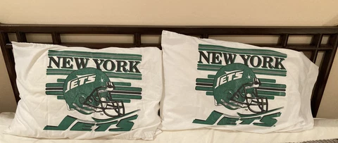 New York Jets Vintage 90s Pillowcases (2) 31 X 19 Bedding Cover