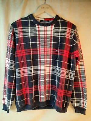 Suéter Tommy Hilfiger Vintage 100% Algodón Tejido Cuello Redondo Cuadros (S/Ch P) Foto 1 de 4