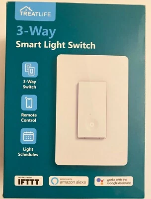 Treatlife Smart 3 Way Light Switch; 1 Pack; Wi-Fi; Works w/Alexa/Google/IFTTT - Image 1 of 4