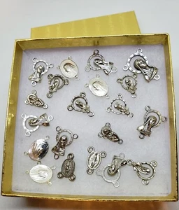 Small Rosary Centerpieces Mixed Lot of 20 Pewter SP Medallions from Chapel Italy - Picture 1 of 4