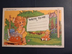 Get Onto This Line, WRITE TO ME AT 1935 Linen Curt Teich RAY WALTERS Postcard - Imagen 1 de 6