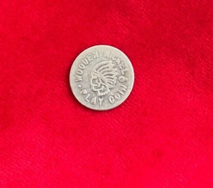 Vtg Wooden Nickel Indian Head Play Coin 5 Five Cents Aluminum Token A-1 - Picture 1 of 6