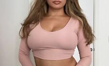 Forever 21 Ribbed Nude Pale Pink 90s 00s Crop Top Size S