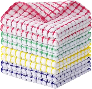 Cotton 8 Pack Terry Kitchen Dish Cloths, 12 X 12 Inches Super Soft and Absorbent - Picture 1 of 12