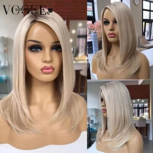 13x6 Ombre Ash Blonde Short Bob Wig Lace Front Hair Wigs 13x4 Closure Wig - Picture 1 of 9