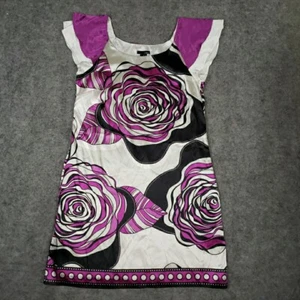 Mixit Dress Women’s 6 Floral Sleeveless Mini Abstract Purple/Black/White - Picture 1 of 8