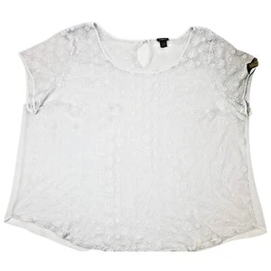 Torrid Top Plus Size 4 White Floral Popover Short Sleeve Womens Tunic 4X 4XL - Picture 1 of 7