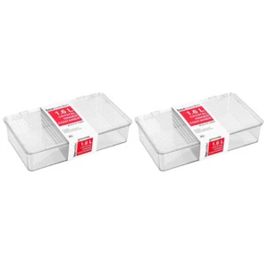 2x Boxsweden 1.6L/27.5cm Crystal Hinged Container Storage Home Organiser Clear - Picture 1 of 5