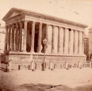 Felix FESCOURT La Maison Carrée de Nimes, vue stéréoscopique c.1870 - Foto 1 di 2