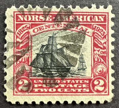 US 1925 Sc# 620 Used Stamp Norse-American Sloop Restaurationen Ship - Image 1 of 2