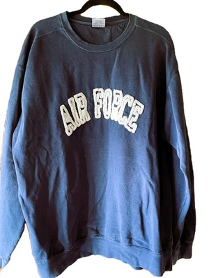 Sudadera Pullover Fuerza Aérea de los Estados Unidos Bordada Chenille Azul Marino Talla XL De Colección Foto 1 de 4
