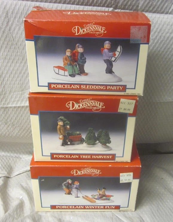 Лот из 3 винтажных фарфоровых фигурок 1992 Lemax Christmas Village Dickensvale - Изображение 1 из 4