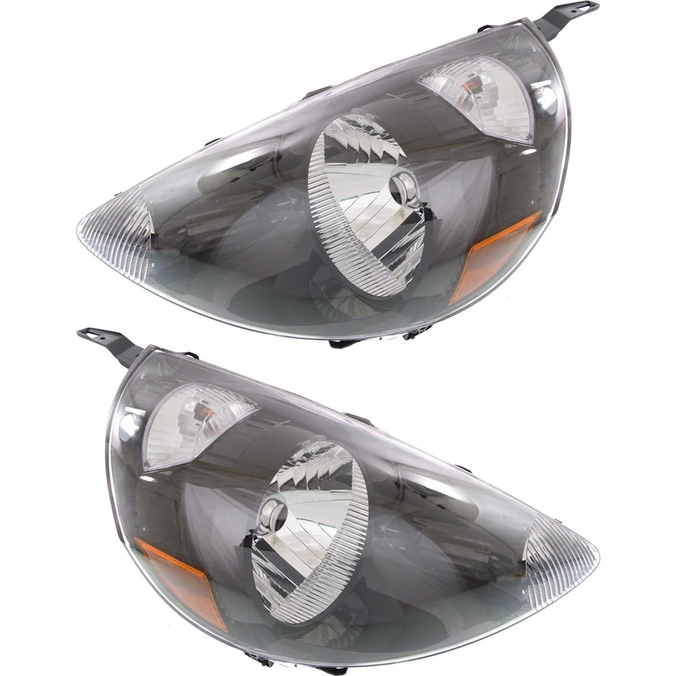 Faros halógenos izquierdo y derecho para Honda Fit 2007-2008 con bombillas Nighthawk negro Foto 1 de 4