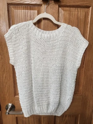 Suéter Top Tejido a Mano Crochet Manga Corta De Colección Para Mujer Blanco M/L Foto 1 de 4