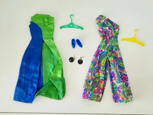 Vintage Mod Barbie 1967 Patio Party Outfit #1692 EUC Jumpsuit, Dress, Shoes, Ear - Picture 1 of 10