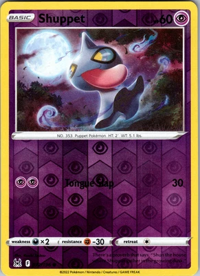 Shuppet Reverse Holo 072/196 SWSH11: Lost Origin Common - NM - Image 1 of 2