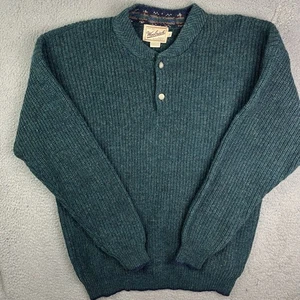 Vintage Woolrich Sweater Mens 100% Wool Crewneck Pullover Dark Pine Mix Aztec - Picture 1 of 6