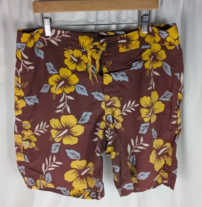 Patagonia Board Shorts Men's 38 x 9 Burgundy Hawaiian Drawstring Vintage - Picture 1 of 12