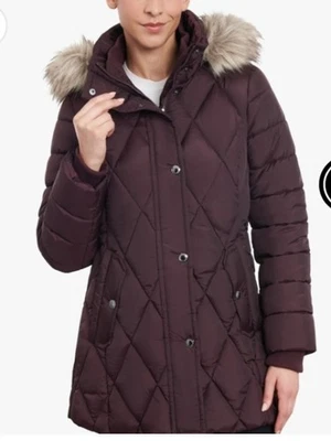 Abrigo Mujer London Niebla Borgoña Bolsillos Forrado Largo Medio Otoño Invierno Mediano Foto 1 de 3