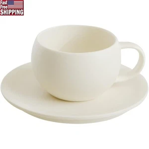 Egg Shape Coffee Mug Teacup W/ Saucer Microwave Dishwasher Safe Round Design New - Picture 1 of 7