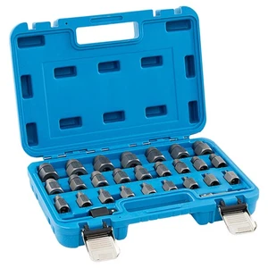 Juego de extractores de tornillos multi-spline de 27 piezas con removedor de pernos de cabeza hexagonal de accionamiento de 3"/8” - Imagen 1 de 9