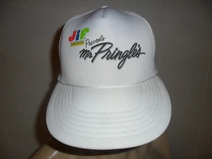 vtg 80's JIF PEANUT BUTTER PRESENTS MR. PRINGLE HAT Meshback Trucker Cap LN - Picture 1 of 1