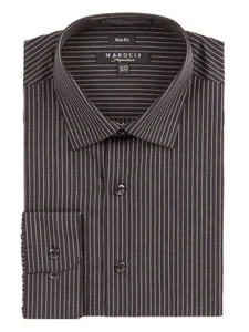 Marquis Men's Black Pin Striped Slim Fit Dress Shirt N - 18.5, S - 35/36 - Picture 1 of 1