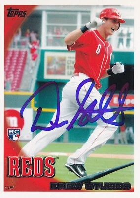 Tarjeta de novato firmada por Drew Stubbs 2010 Topps Baseball Reds #64 RC Rockies autógrafo Foto 1 de 4