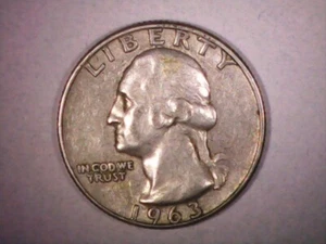 Vintage 1963 D Washington Quarter, 90% Silver, 25C Coin (624) - Picture 1 of 2