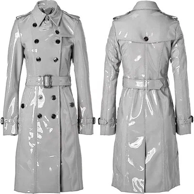 Women PVC Leather Trench Vinyl Shiny Light Weighted Raincoat Stylish Trench Coat - Image 1 of 4