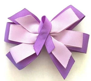 Beautiful Lavender Breast Cancer Awareness inspired hair bow for girls. - Picture 1 of 2