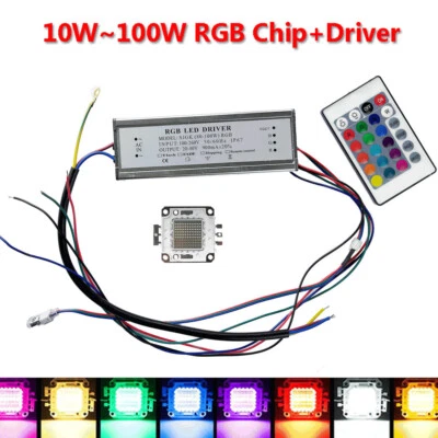 RGB Led Chip Driver 100w 50w 30w 20w 10w Cob light Lamp 24 Keys Remote control - Image 1 of 4