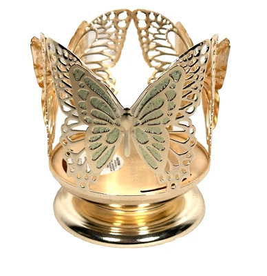 Bath & Body Works 3D Mariposa 3 Mechas Candelabro Pedestal Dorado Texturizado Foto 1 de 4