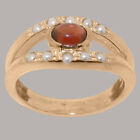18k Rose Gold Natural Garnet Cultured Pearl Womens Band Ring - Sizes 4 to 12