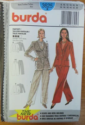 Burda 3625 Sewing Pattern Ladies Wide Leg Trousers Unlined Jacket Cut 8-18 - Image 1 of 4