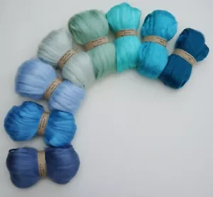 Viscose tops roving kit for wet felting and spinning, DHG fibre, 8 colours - Picture 1 of 2