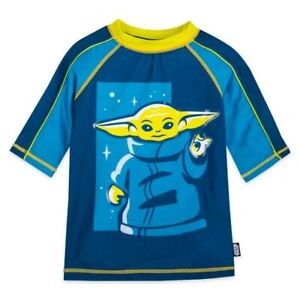 NWT Boys size 5/6 Baby Yoda/The Mandalorian Swim Shirt Rashguard UPF 50+