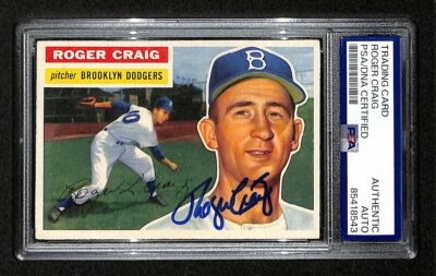 Roger Craig Signed/Auto 1956 Topps Card #63 Brooklyn Dodgers PSA/DNA 194854 - Image 1 of 2
