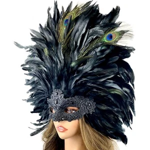 Women Costume Masquerade Party Masks With Feather For Wedding Ball Mask - Picture 1 of 16