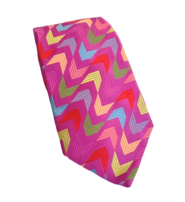 DUCHAMP LONDRES, ¡GUAU! VIBRANTE CORBATA A RAYAS ARÁNDANO Y CASCADA MULTICOLOR, FREEPOST Foto 1 de 4