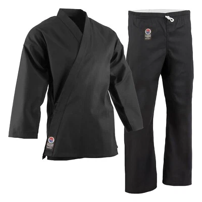 UNIFORME DE KARATE PRO FORCE NEGRO TALLA 6 (6'4" / 250 LBS) CON CINTURÓN BLANCO - NUEVO Foto 1 de 2