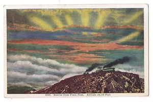 SUNRISE From PIKES PEAK Trains Great Centennial State Colorado Postcard WB 1942 - Picture 1 of 2
